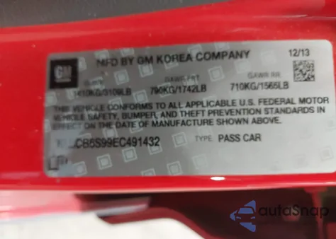 2014 Chevrolet Spark Ls Auto from USA, damaged, VIN KL8CB6S99EC491432